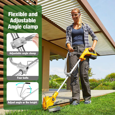 QUFA ergonomic weedeater handle extension back saver reduces bending during yard work.