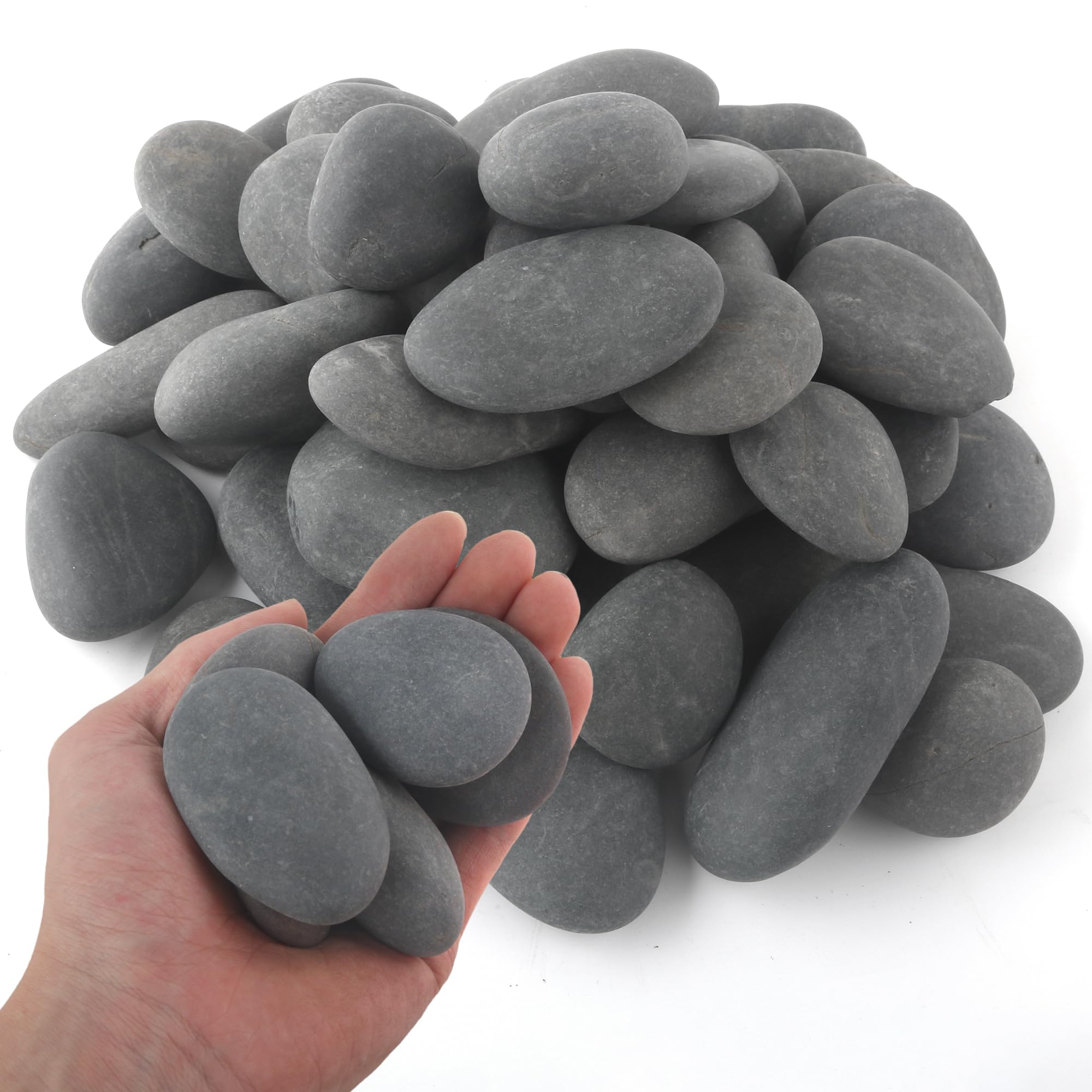 Quibbay 5 lbs natural Mexican beach pebbles close-up showing smooth texture for pots.