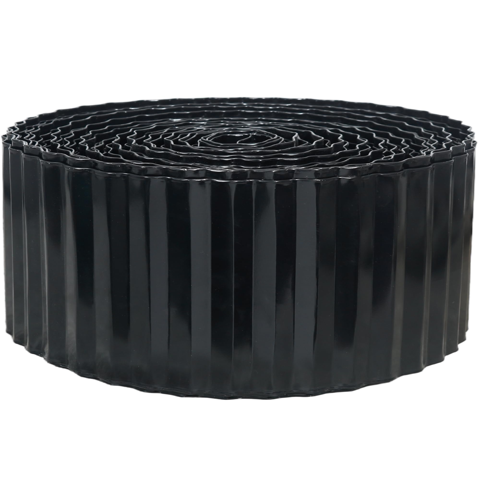 Quibbay corrugated garden edging in black provides durable lawn border.