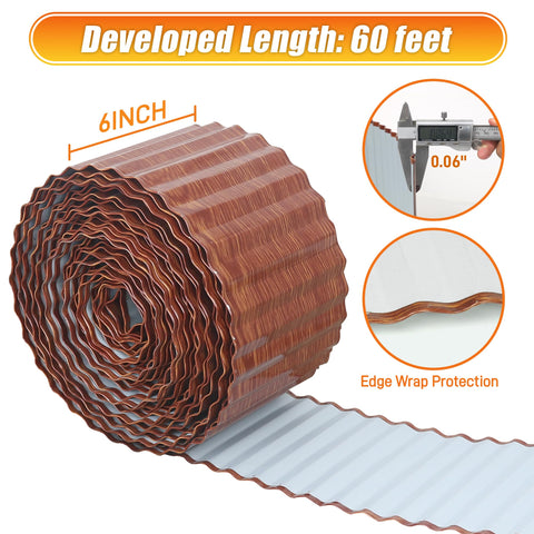 Quibbay corrugated edging closeup highlights sturdy galvanized metal and safe hemmed edge.
