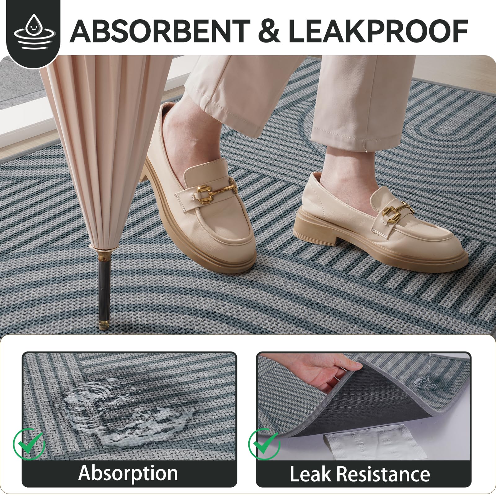 QiCaiJia mat with non-slip backing provides stable grip for daily use.
