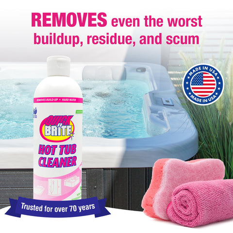 Quick N Brite 16oz bottle highlights non-abrasive gel for spa cleaning