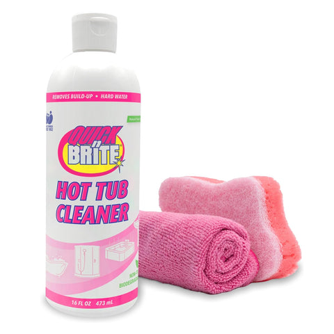 Quick N Brite heavy duty hot tub cleaner packaging showing eco-friendly formula