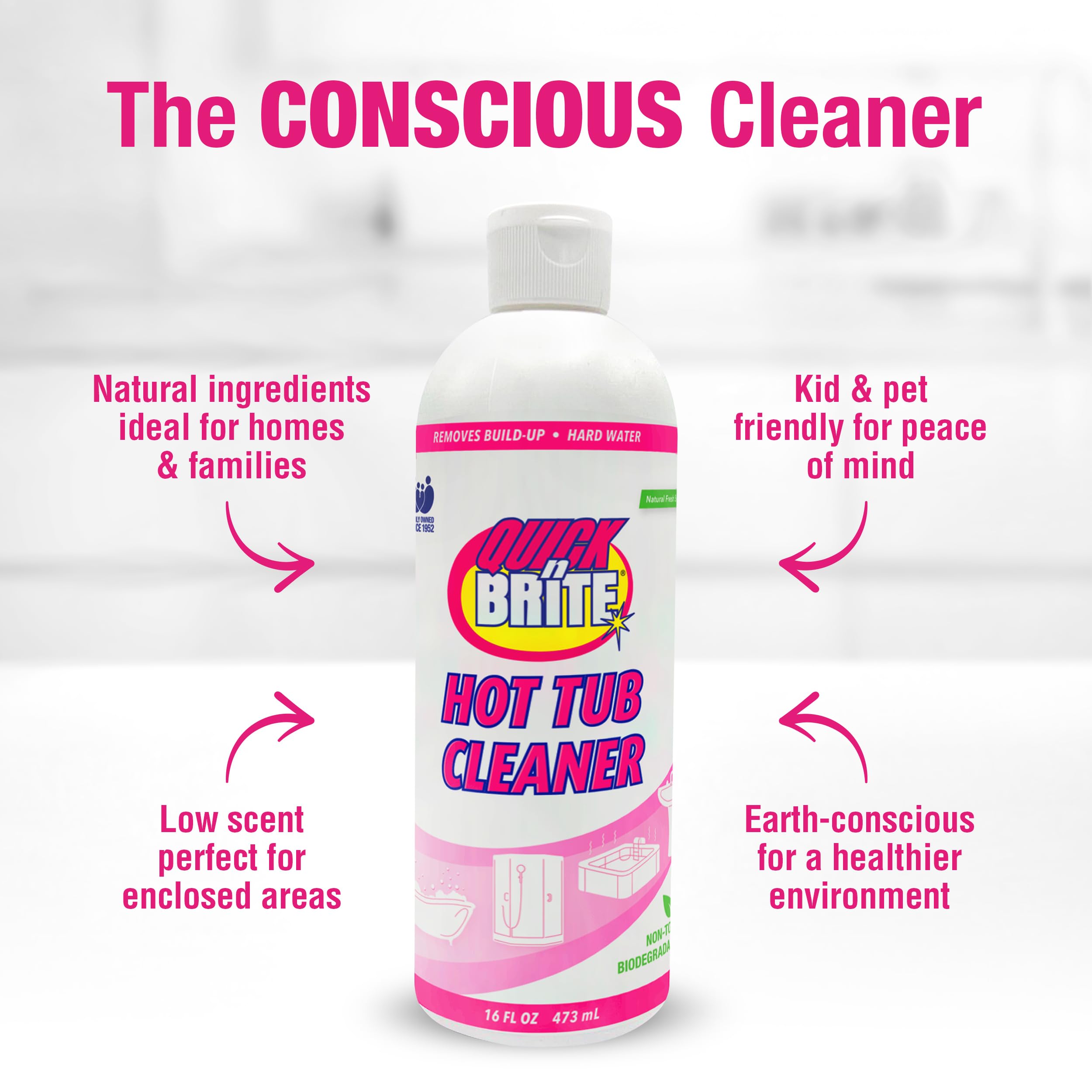 Quick N Brite cleaner used on exterior of hot tub for clean surfaces
