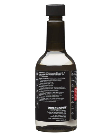 Quicksilver Quickstor ethanol-blend stability helps prevent fuel breakdown.