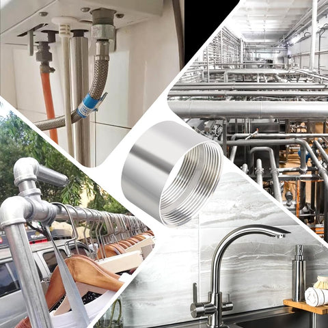 Quickun 304 stainless steel pipe coupling temperature rating display highlights refrigeration and vacuum suitability.
