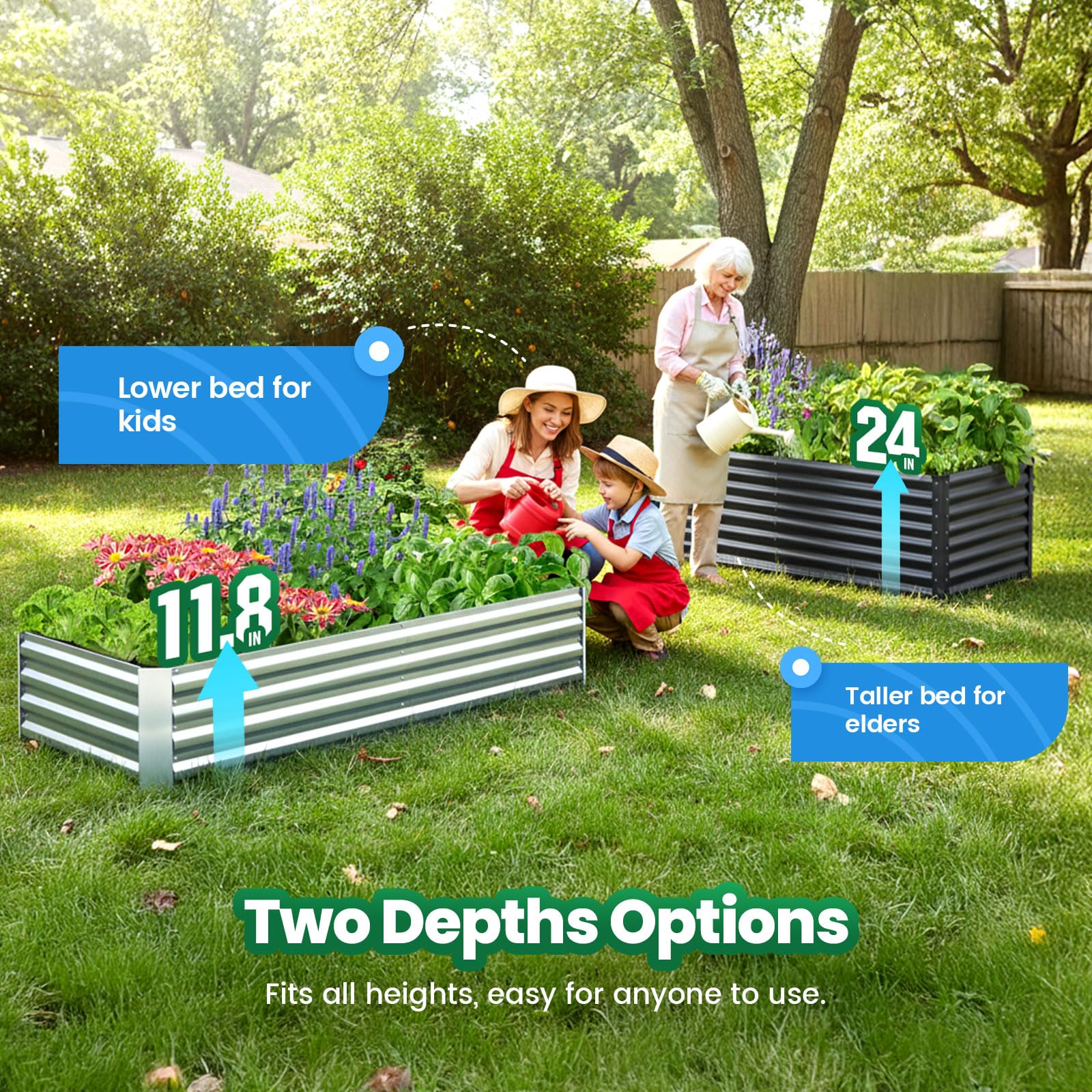 Quictent deep plant bed interior designed for rich compost and soil.
