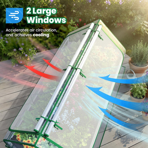 Quictent cover with ventilated windows promotes airflow for plants.