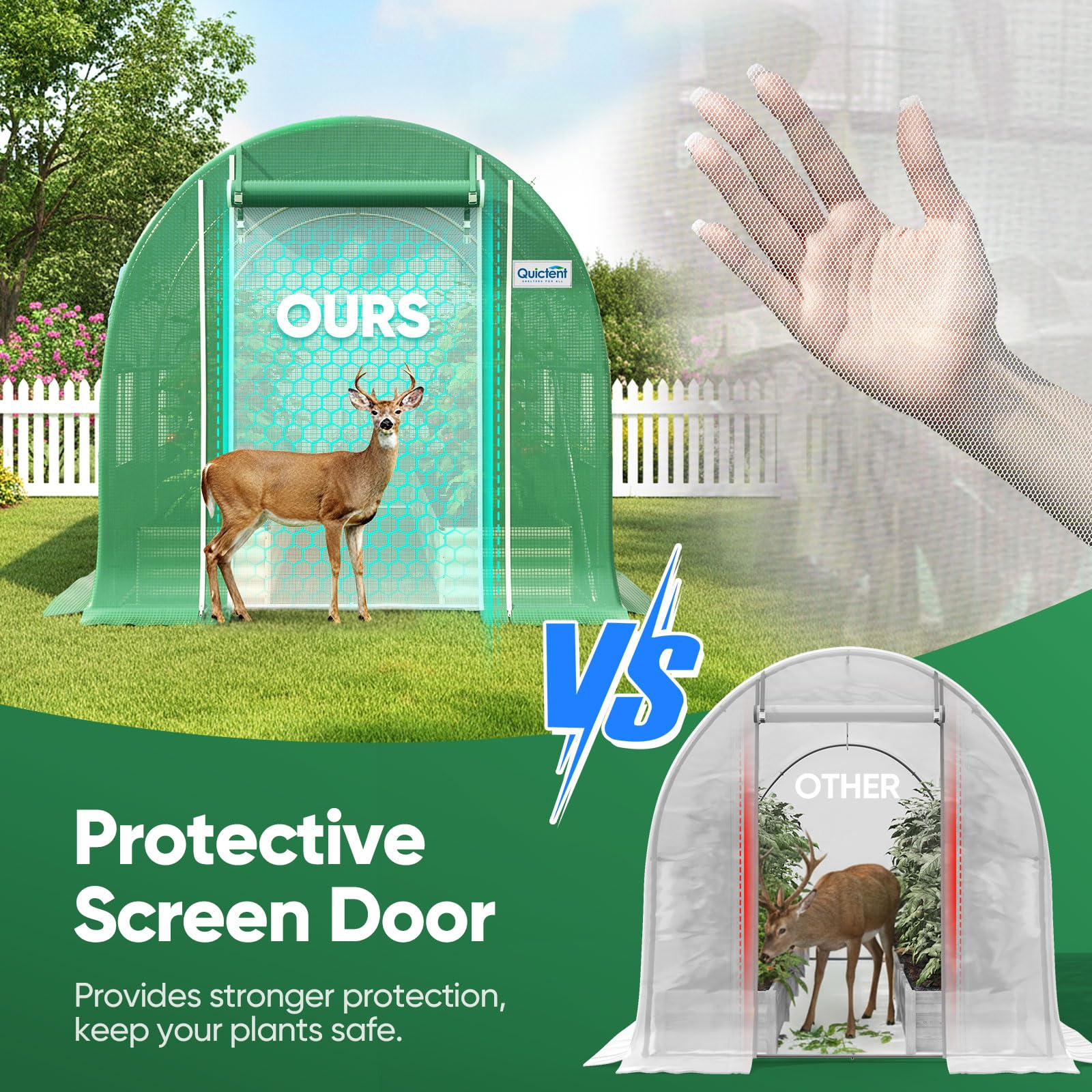 Quictent Essential 10x7 greenhouse door-open view for easy access