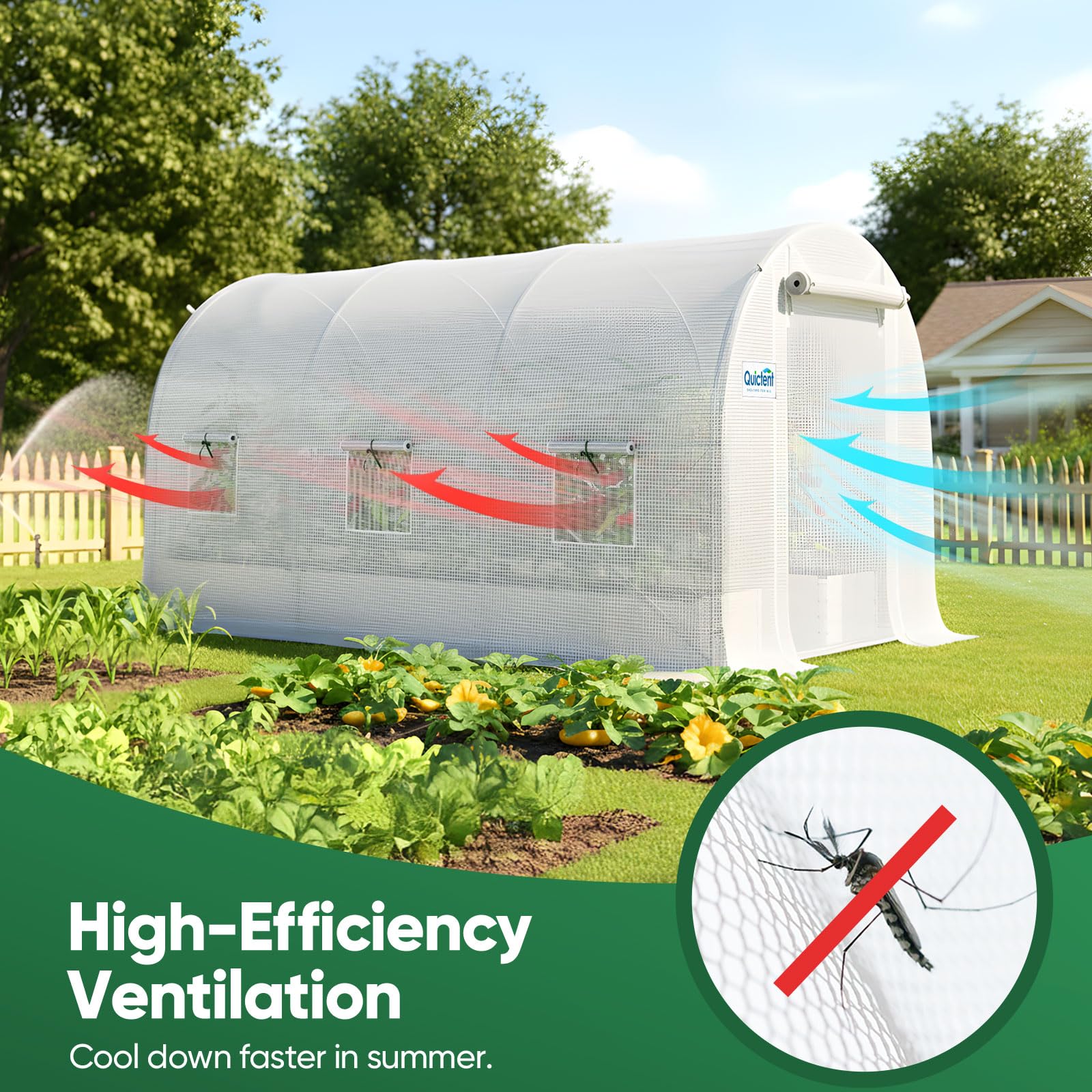 Quictent Essential greenhouse in action in a flourishing garden.