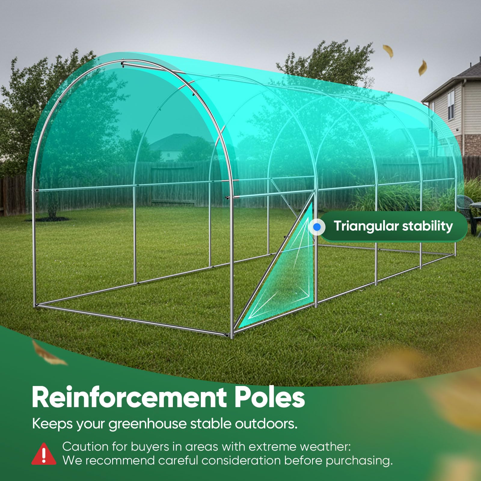 Quictent Essential greenhouse overlong bottom edge improves wind resistance and insulation.