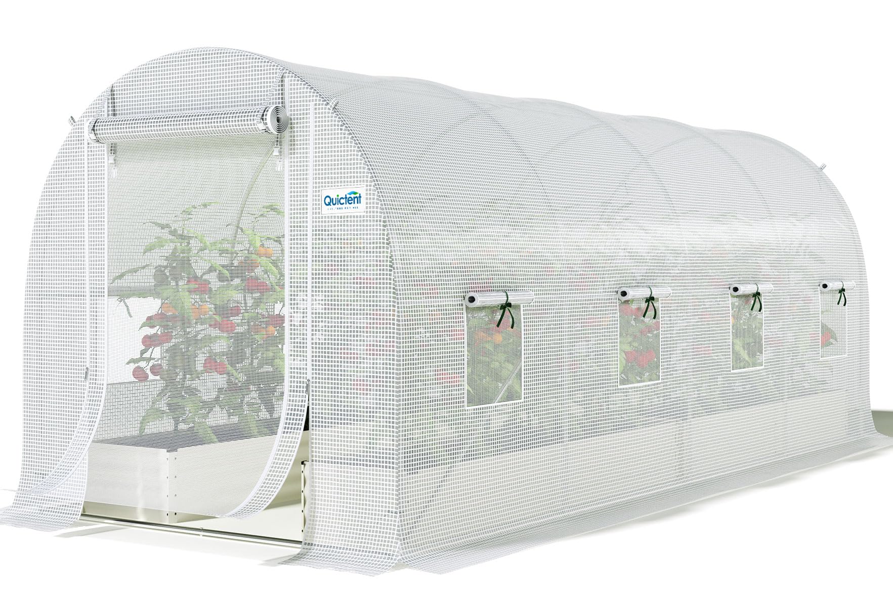 Quictent Essential greenhouse walk-in tunnel enables easy setup for organized backyard growing.