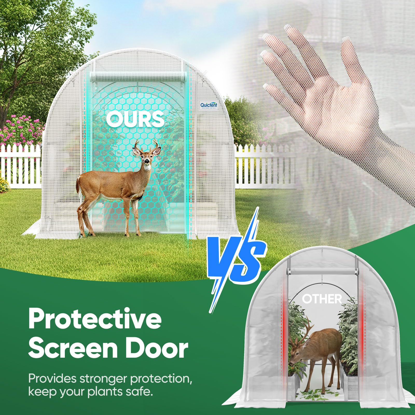 Quictent Essential greenhouse zipper door allows simple access while maintaining climate control.