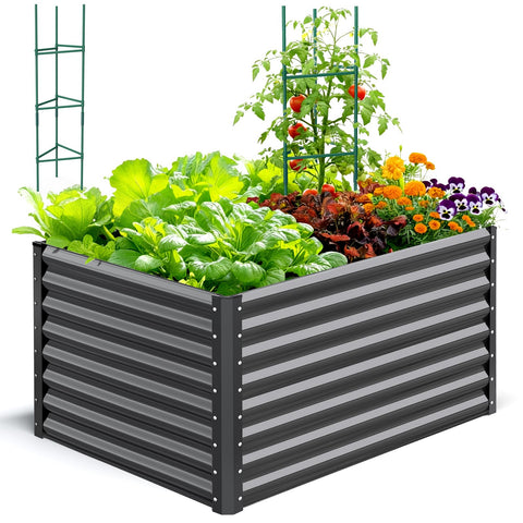 Quictent galvanized raised bed exterior in dark grey for durable outdoor use.