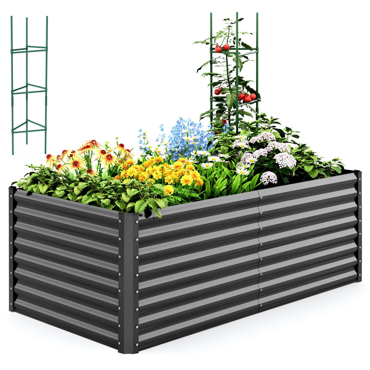 Quictent galvanized raised garden bed 6x3-2ft front view for easy backyard planting