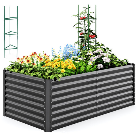 Quictent galvanized raised garden bed 6x3-2ft front view for easy backyard planting