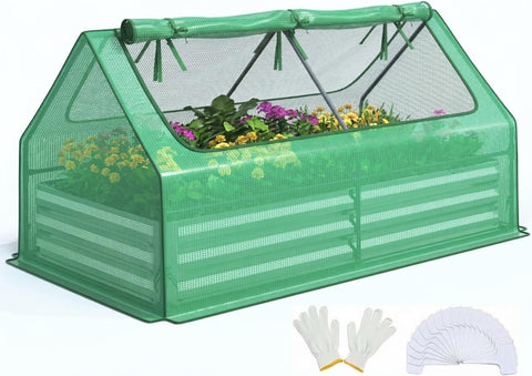 Quictent galvanized raised garden bed with sturdy 6x3x1ft frame for outdoor gardening