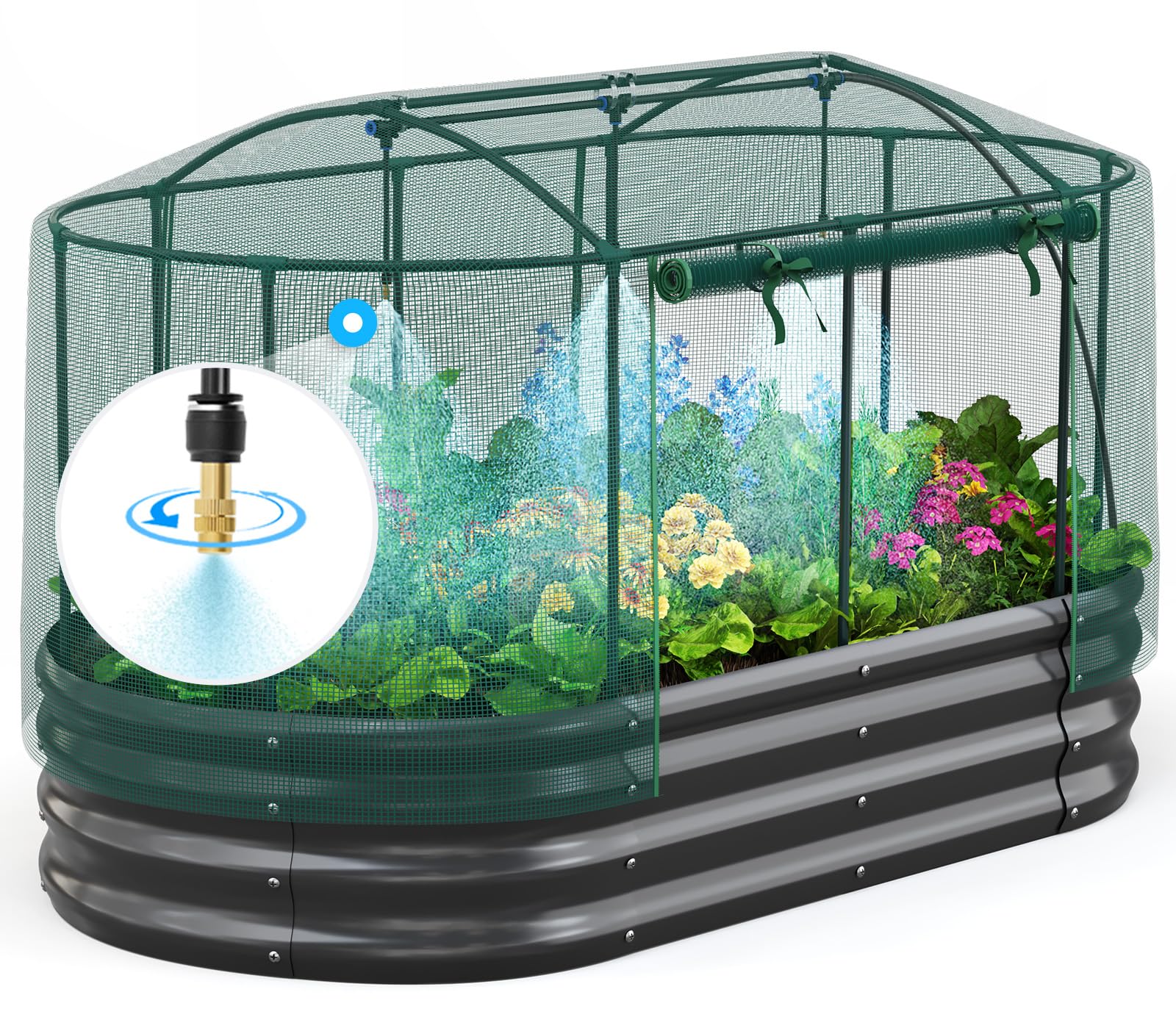 Quictent galvanized raised garden bed with self-watering system for efficient irrigation.