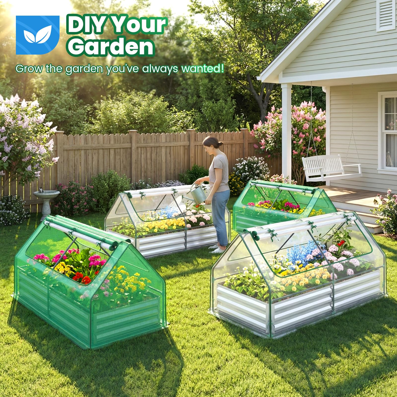 Quictent greenhouse cover for raised bed protecting plants while allowing airflow