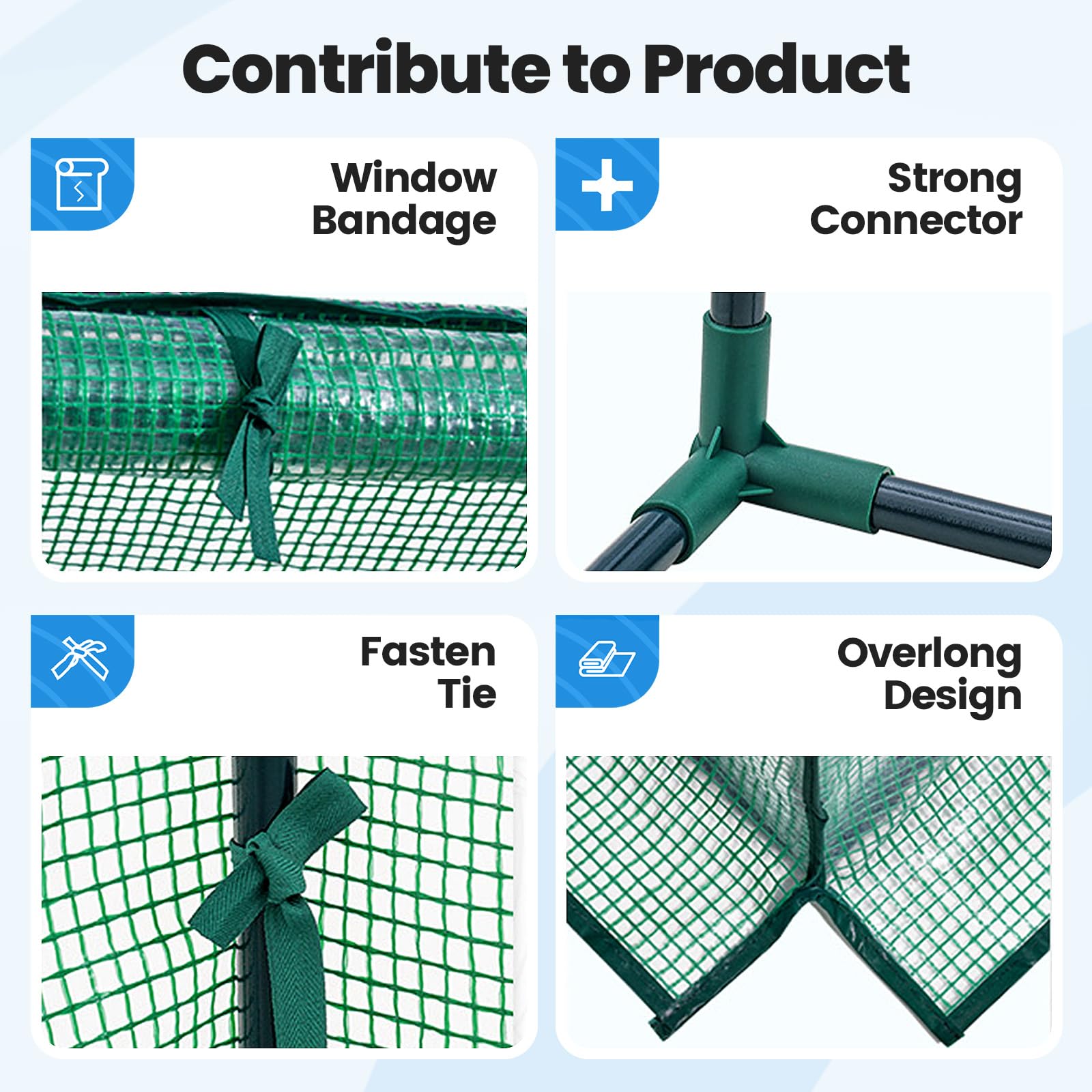 Quictent kit includes gloves and 20 tags for easy garden setup