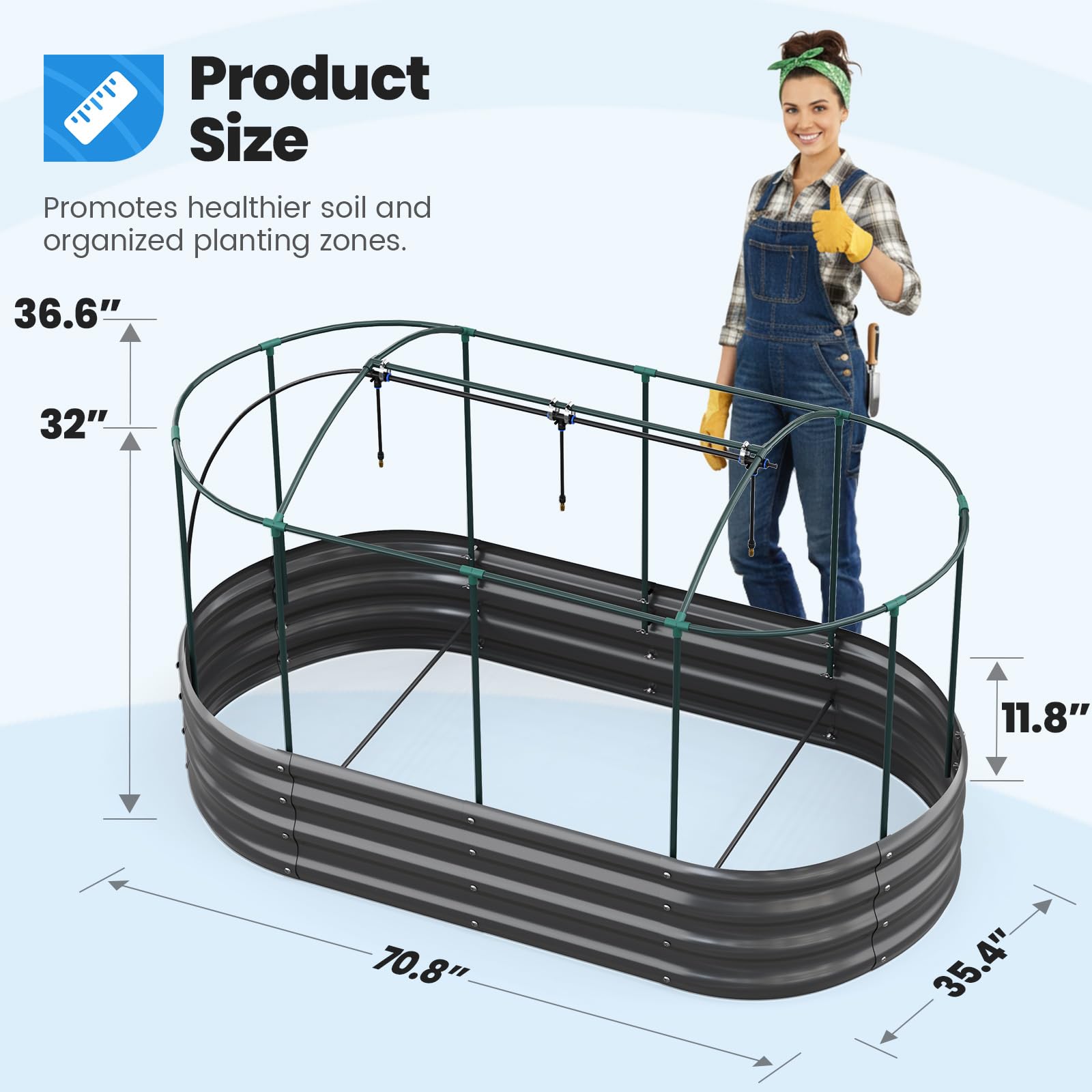 Quictent large oval galvanized finish elevates outdoor decor and plant growth.