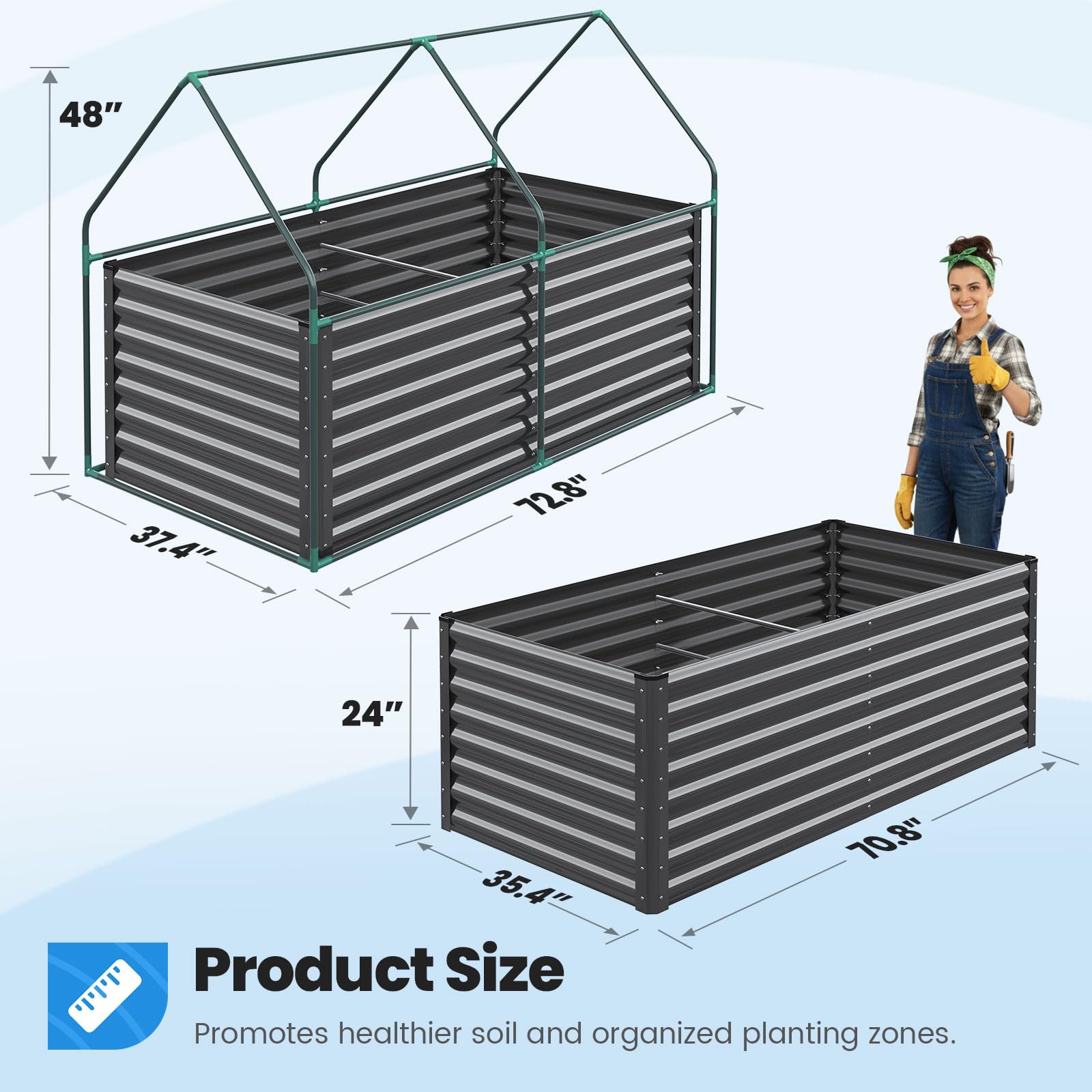 Quictent large 33 cu ft soil capacity supports vegetables and herbs.