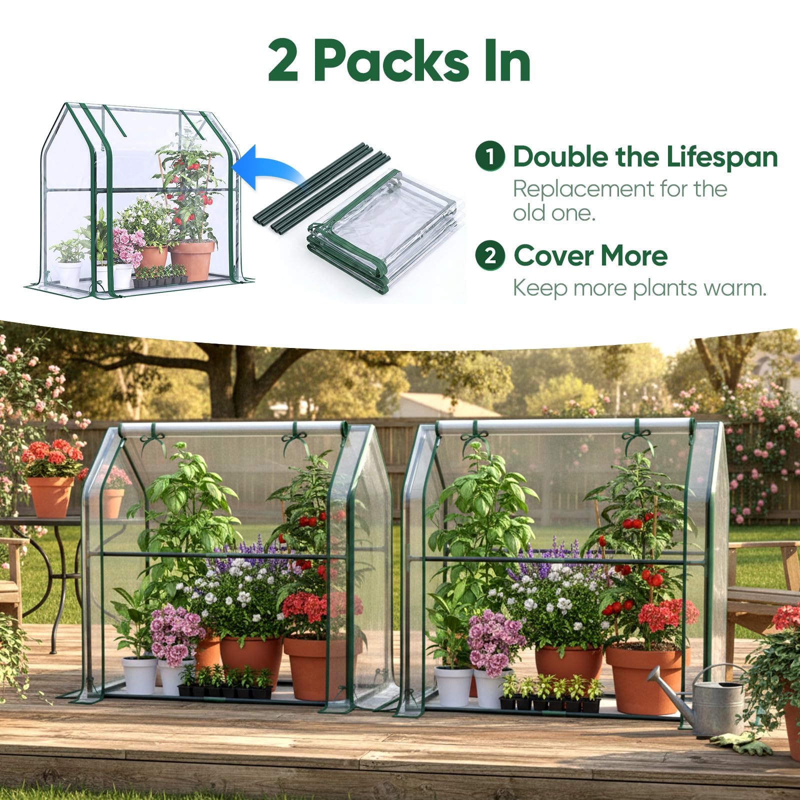 Quictent mini greenhouse 2-pack for space-saving indoor growing.