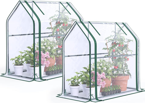 Quictent Mini Greenhouse table-top setup for indoor seed starting.