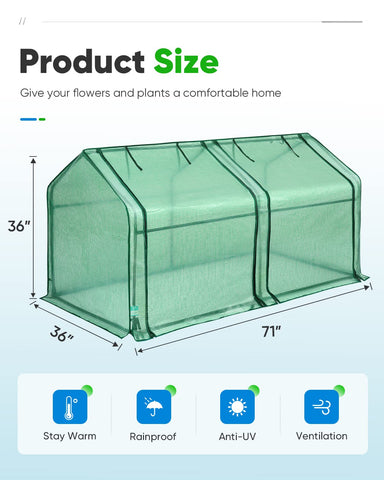 Quictent Mini Greenhouse transparent PE cover provides clear light for growth