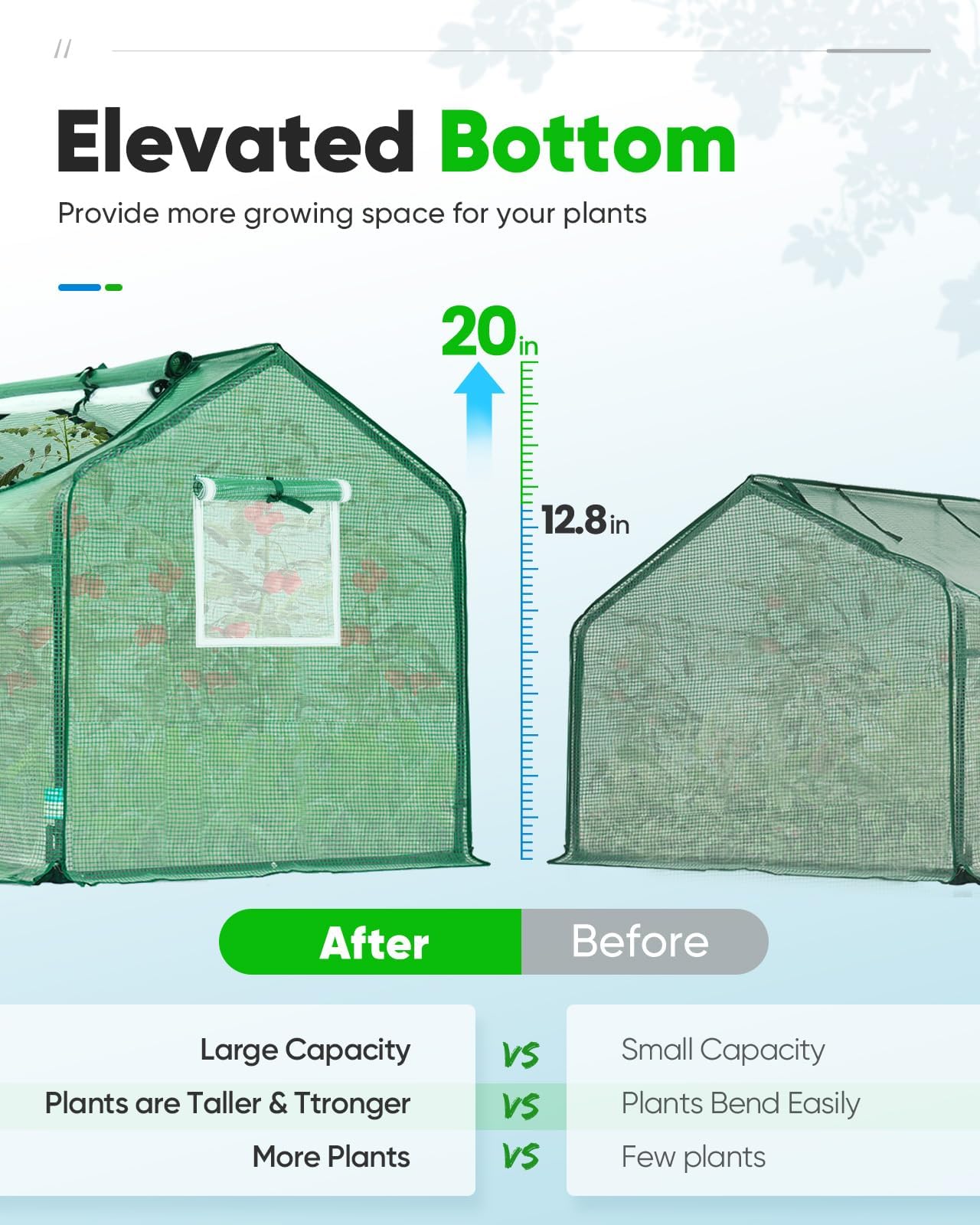 Quictent Mini Greenhouse waterproof top cover shields plants from rain and debris.