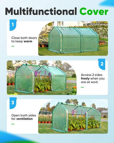 Quictent Mini Greenhouse zippered doors facilitate watering and ventilation