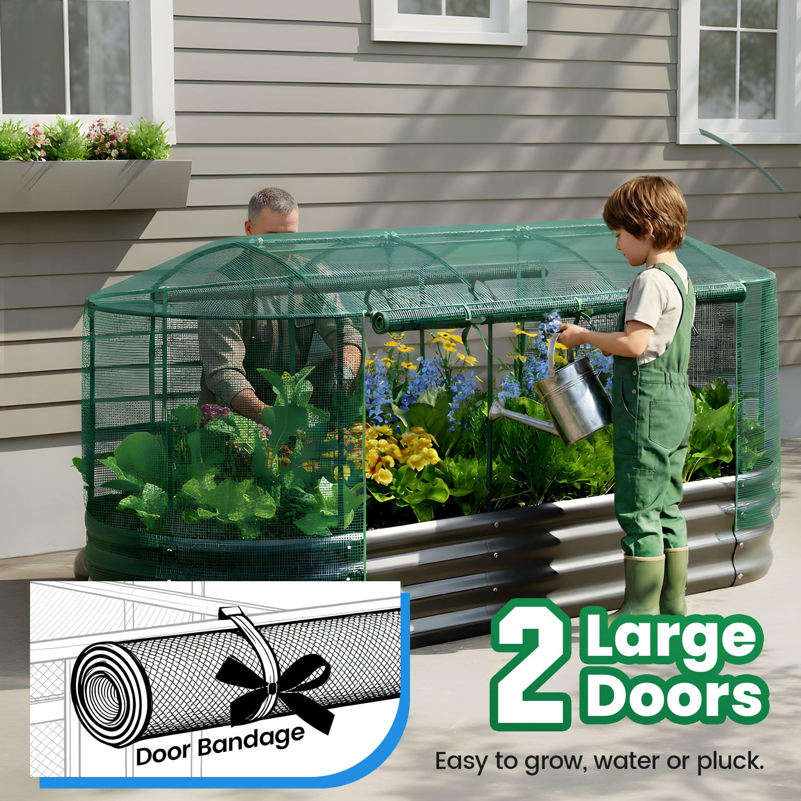 Quictent oval bed with rolled edges for safe handling near children.