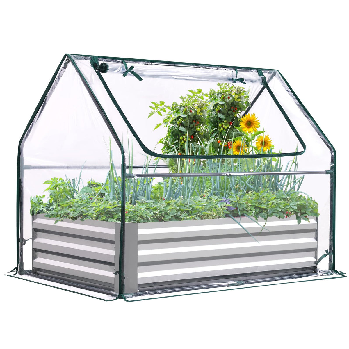 Quictent raised garden bed front view with sturdy galvanized steel frame for weather resistance.