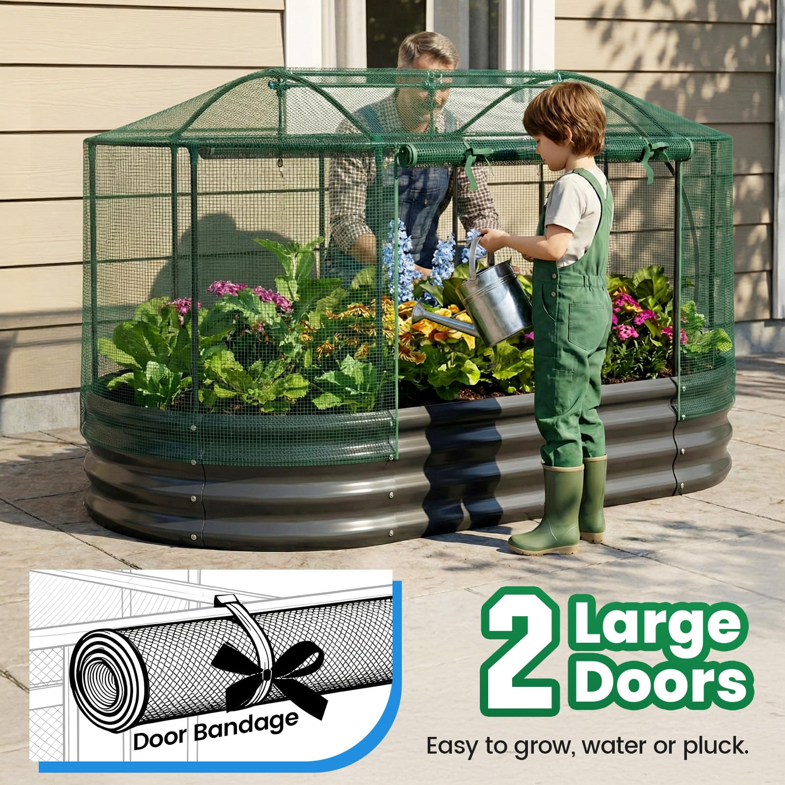 Quictent rolled edges enhance safety for all ages during gardening.