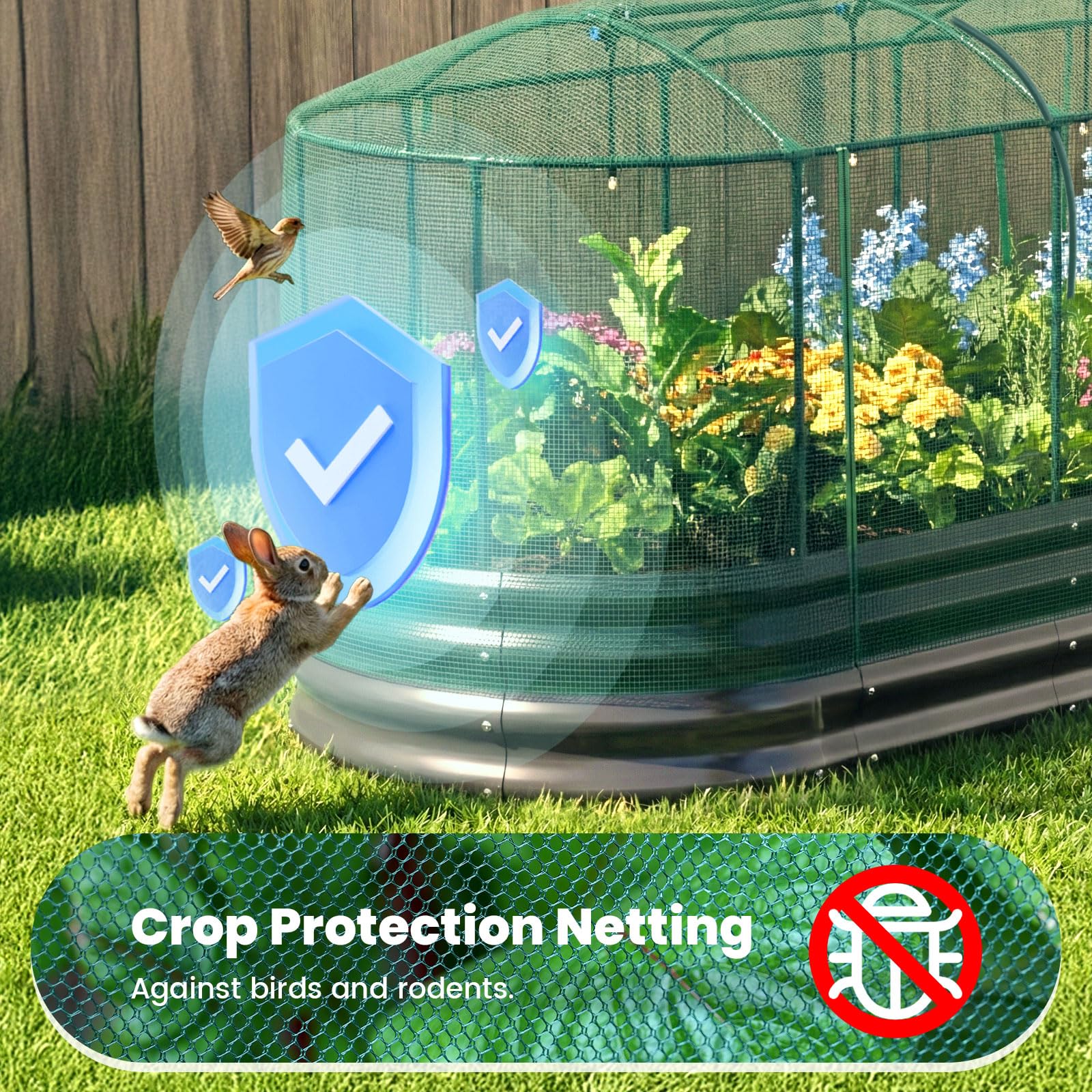 Quictent self-watering system misting in action supports plants with consistent humidity.
