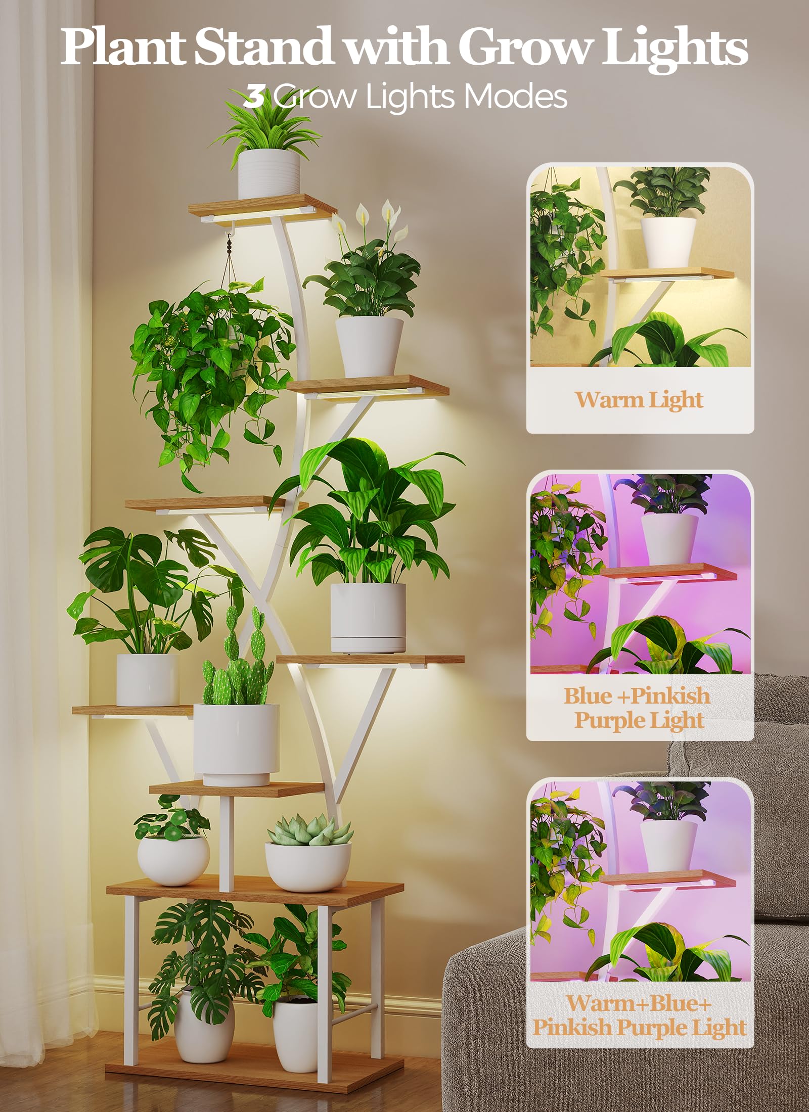 Quikraen 8-tier 64-inch plant stand offering vertical display in living spaces.