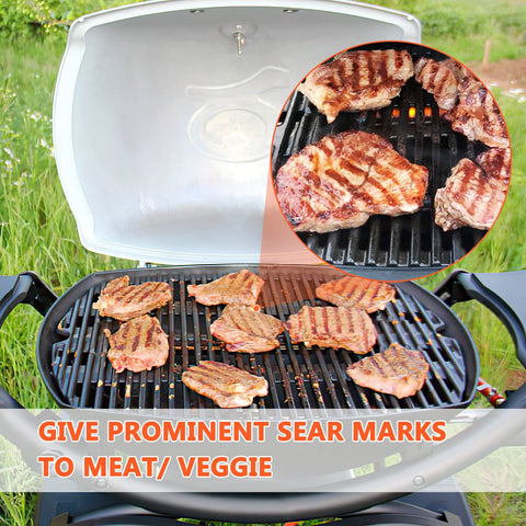 QuliMetal cast iron grates for Weber Q1400 promote superior heat retention and sear quality.
