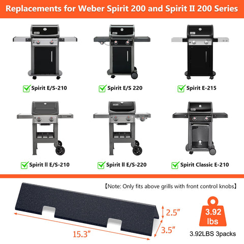 QuliMetal 7735 flavorizer bar for Weber Spirit E220 front view, enhanced sear