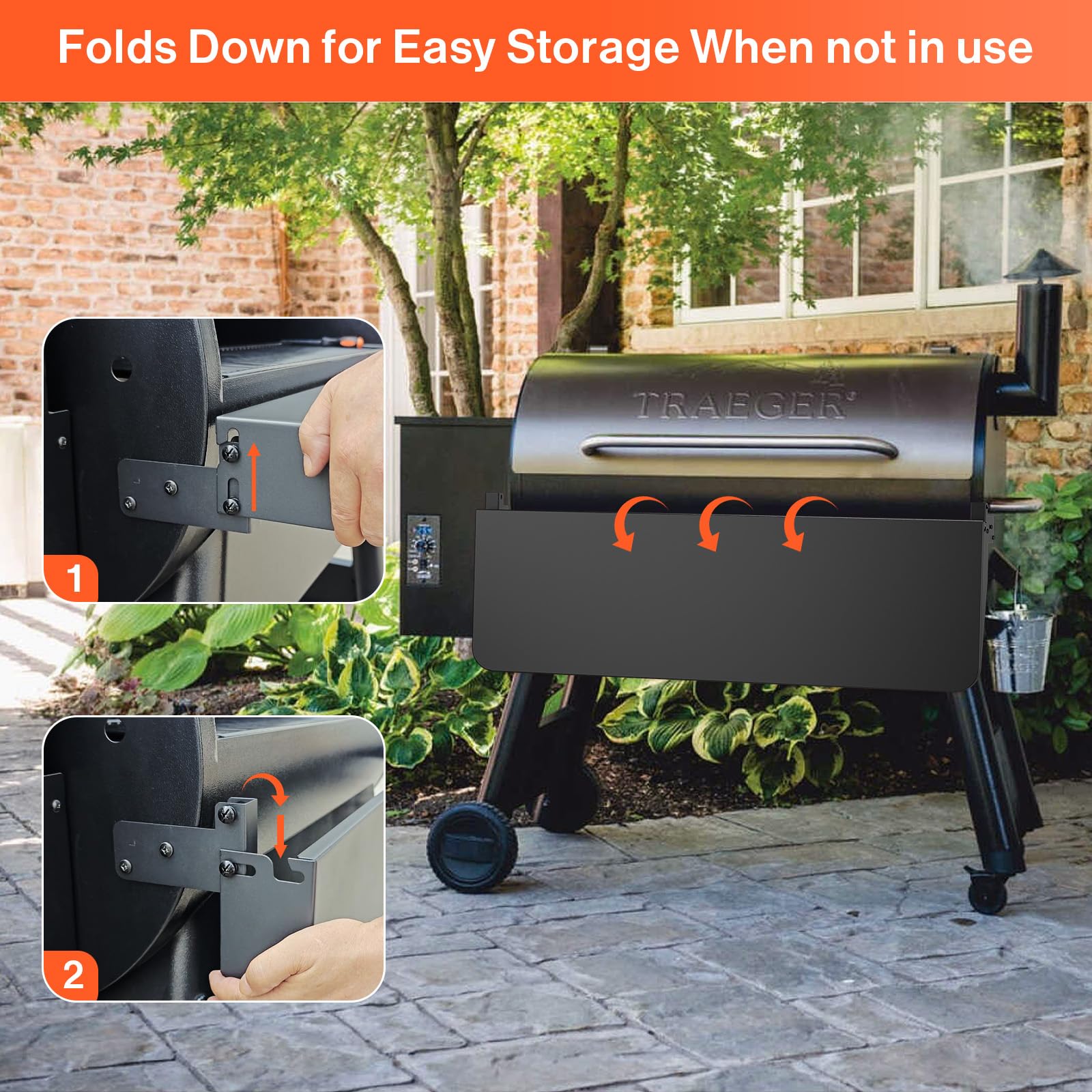 Keeps utensils and beverages within reach during grilling.