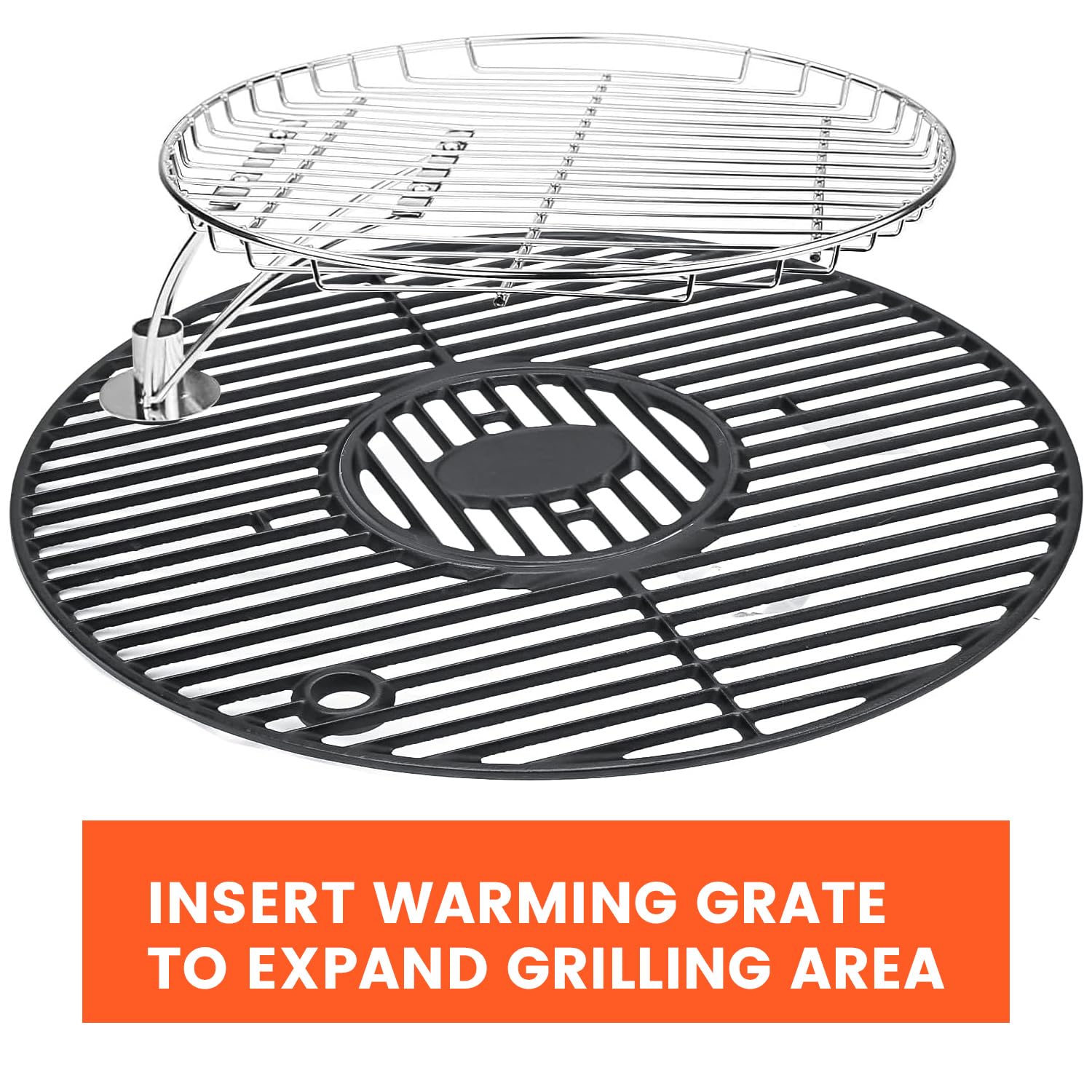 Center insert lift lets you add charcoal without removing the grate