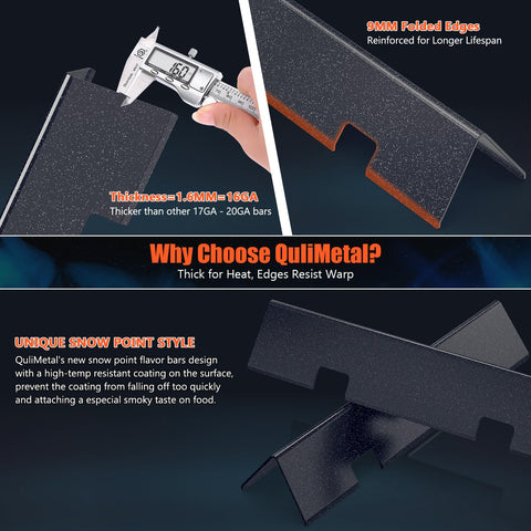 QuliMetal 16GA thick flavorizer bars offer added strength and burner protection.