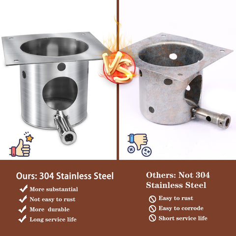 QuliMetal SUS304 stainless steel burn pot resists warping and rust for long-lasting use.