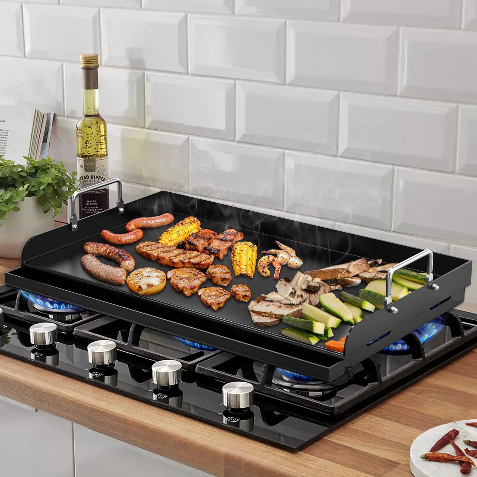QuliMetal universal-fit griddle compatible with Weber, Char-Broil, Nexgrill.