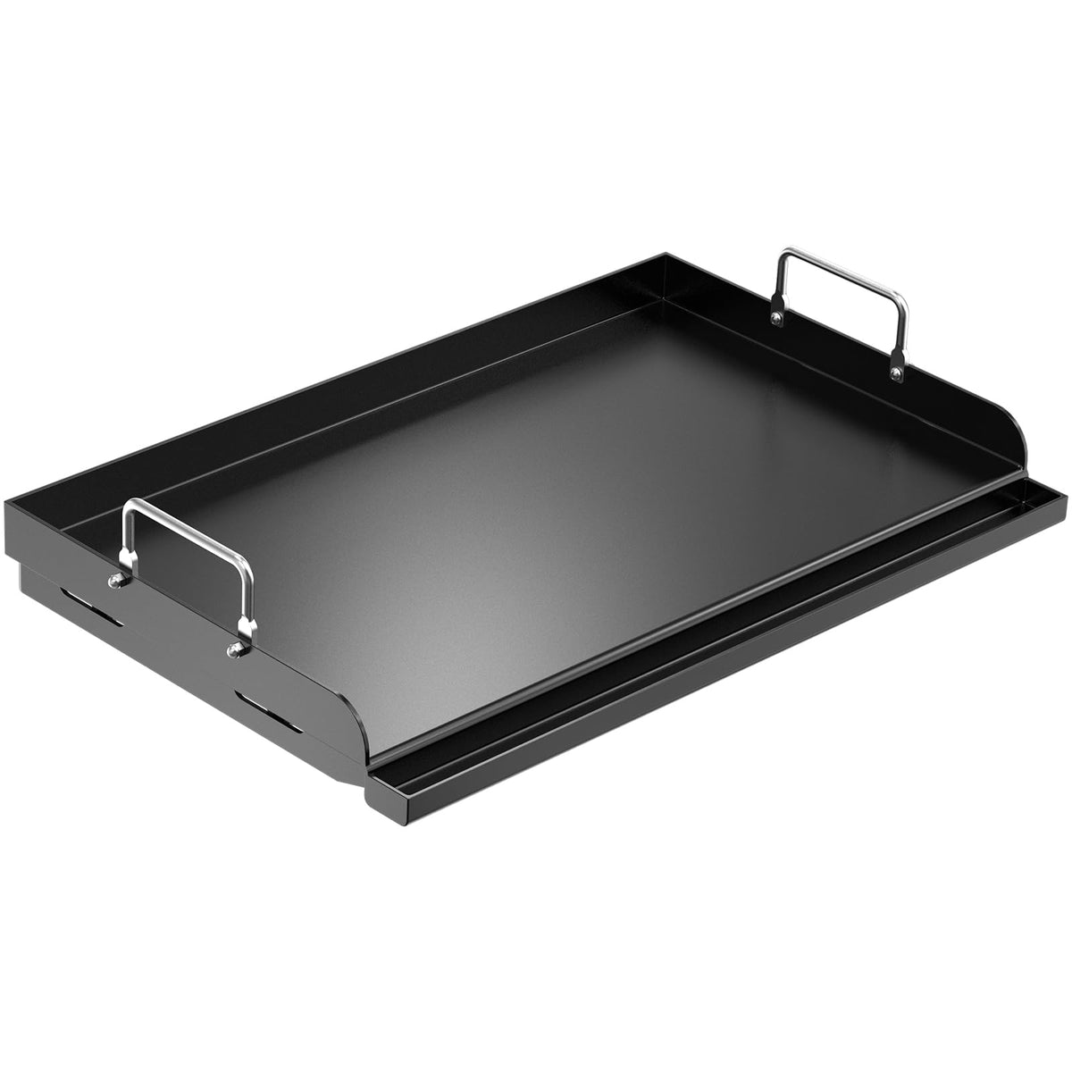 QuliMetal 25x16 cast iron griddle on grill with universal fit.