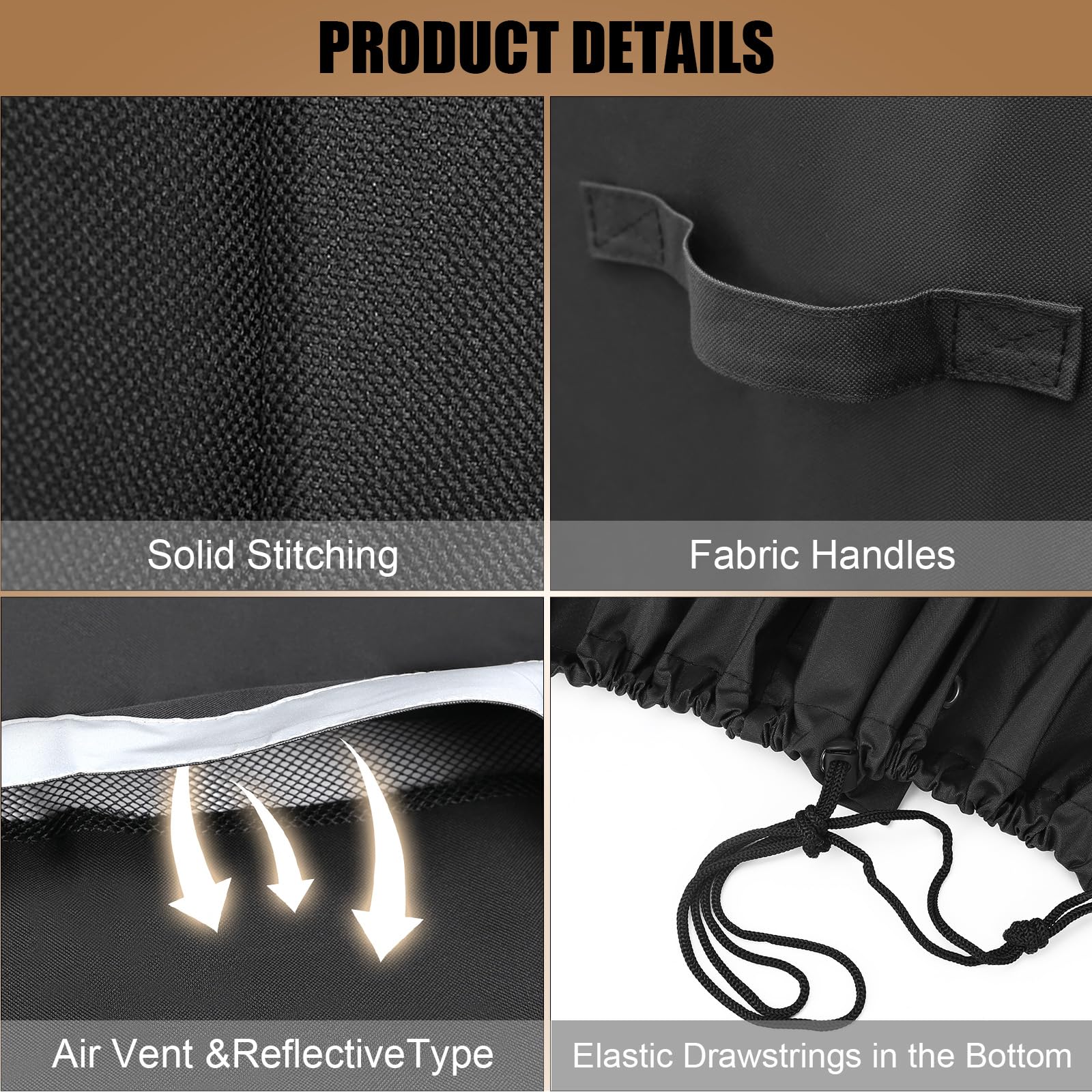 Windproof elastic drawstring keeps the cover secure during gusts.