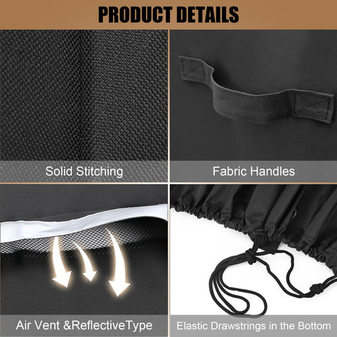 Windproof elastic drawstring keeps the cover secure during gusts.