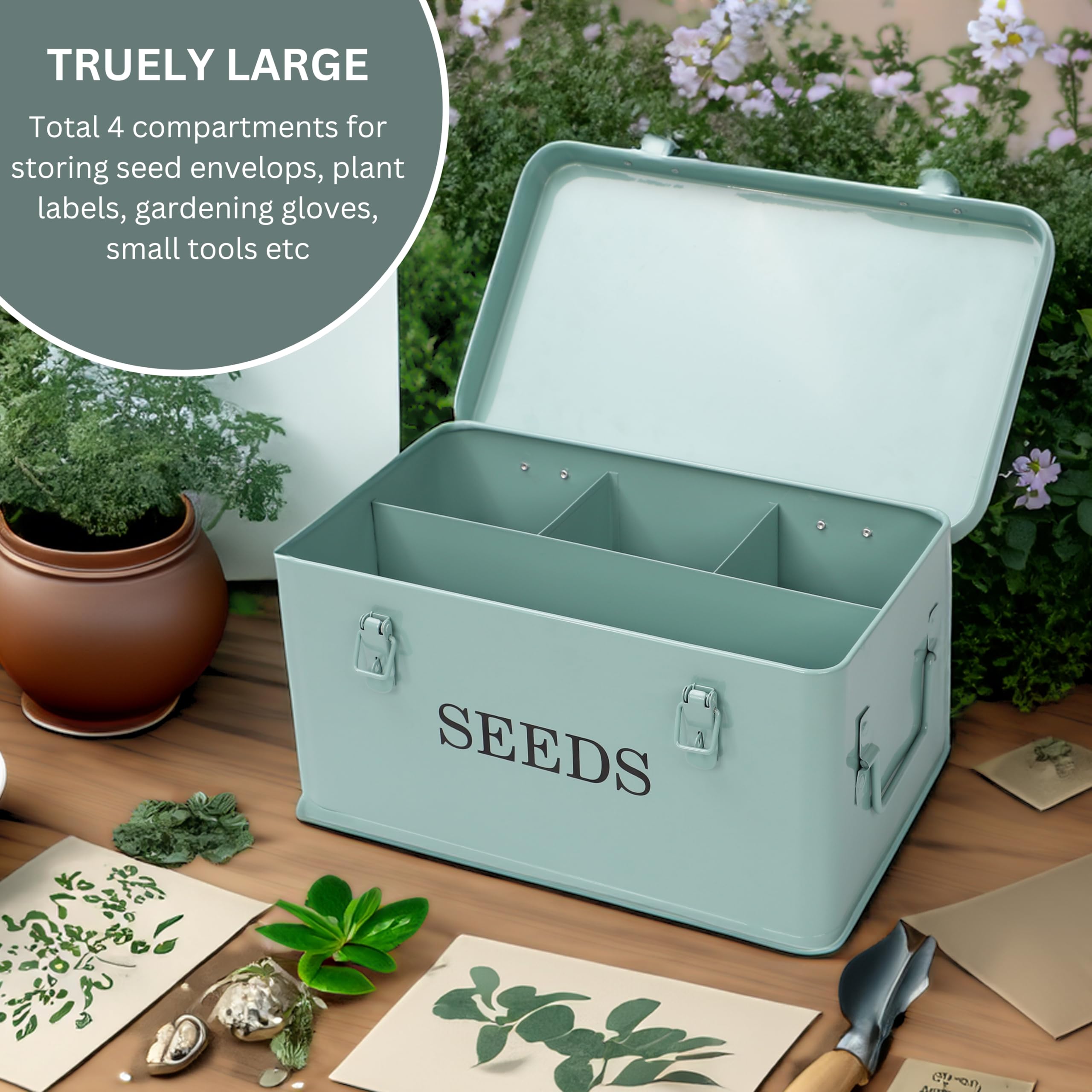 QUILIVIK four-compartment seed box helps sorting large and small packets.