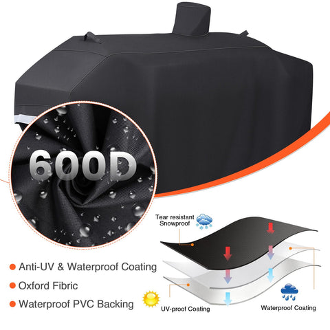 QuliMetal GC7000 grill cover back view with reinforced seams for durability.