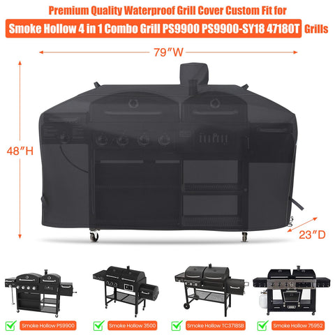QuliMetal GC7000 grill cover PS9900 side view showing secure fit.
