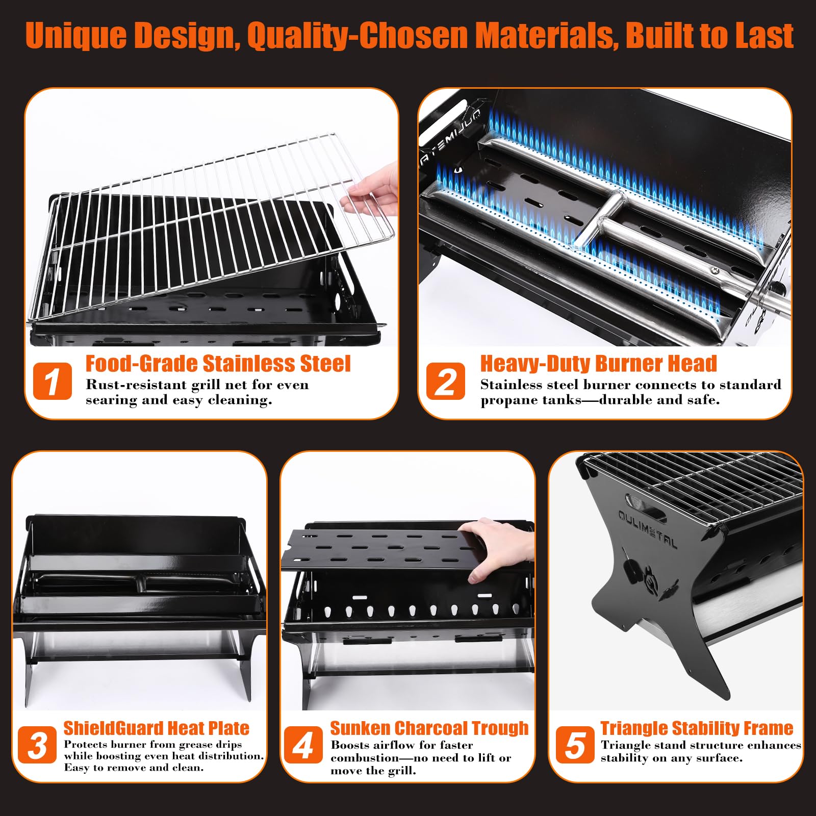 QuliMetal tool-free assembly makes setup fast for camping or backyard use